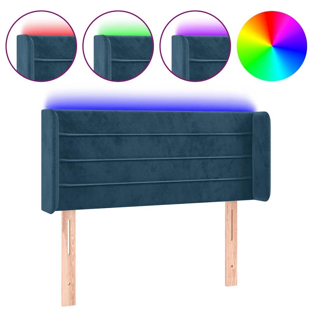 Zagłówek do łóżka z LED, ciemnoniebieski 83x16x78/88cm, aksamit Lumarko!
