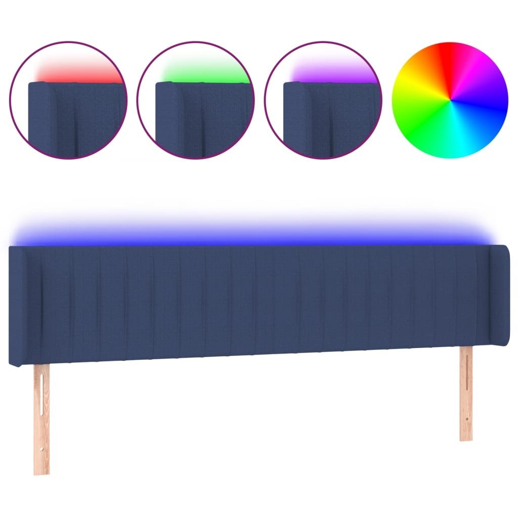 Zagłówek do łóżka z LED, niebieski, 163x16x78/88 cm, tkanina Lumarko!