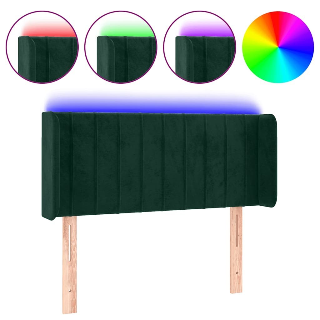 Zagłówek do łóżka z LED, ciemnozielony, 103x16x78/88cm, aksamit Lumarko!