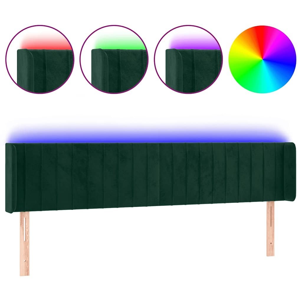 Zagłówek do łóżka z LED, ciemnozielony, 163x16x78/88cm, aksamit Lumarko!