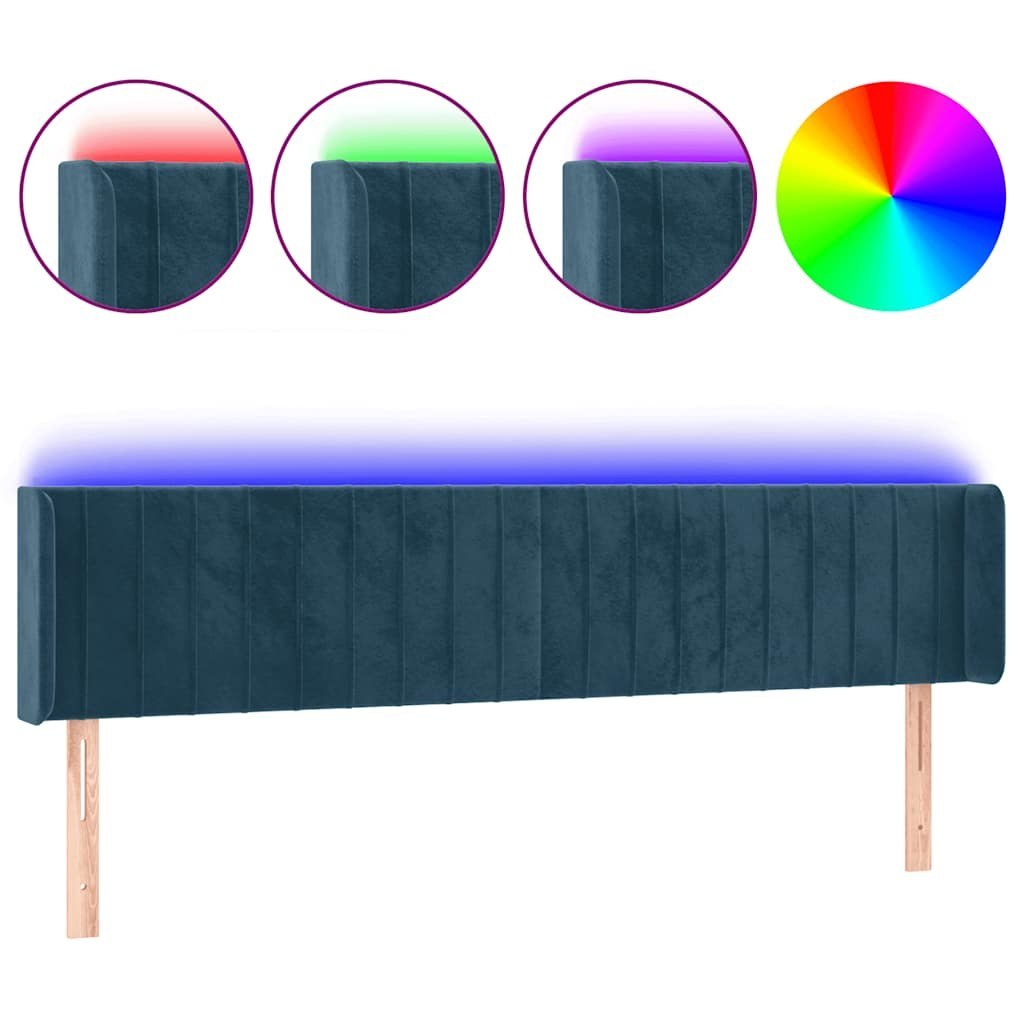 Zagłówek do łóżka z LED ciemnoniebieski 163x16x78/88 cm aksamit Lumarko!