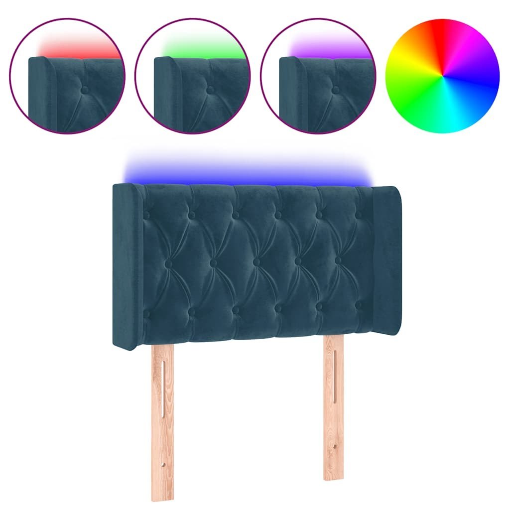 Zagłówek do łóżka z LED, ciemnoniebieski 83x16x78/88cm, aksamit Lumarko!