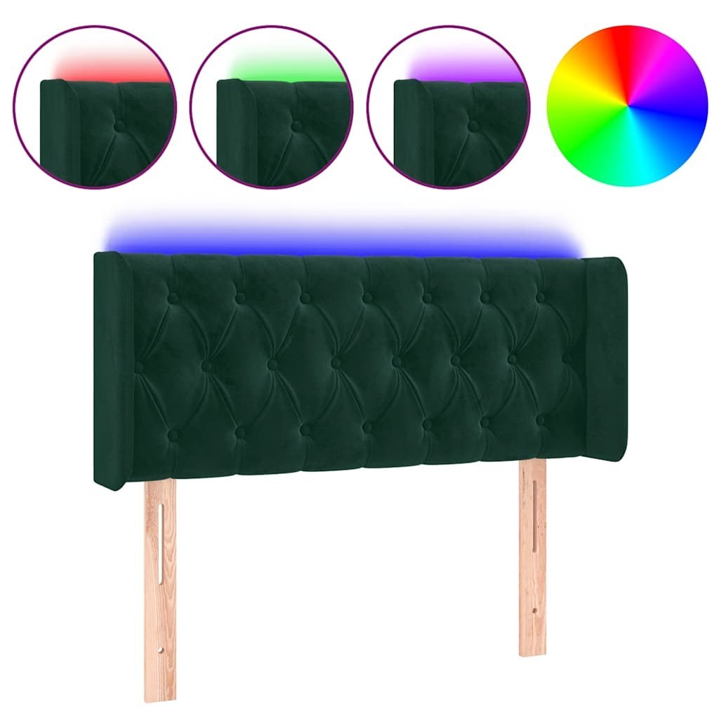 Zagłówek do łóżka z LED, ciemnozielony, 93x16x78/88 cm, aksamit Lumarko!