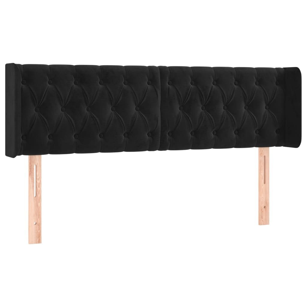 Zagłówek do łóżka z LED, czarny, 147x16x78/88 cm, aksamit Lumarko!