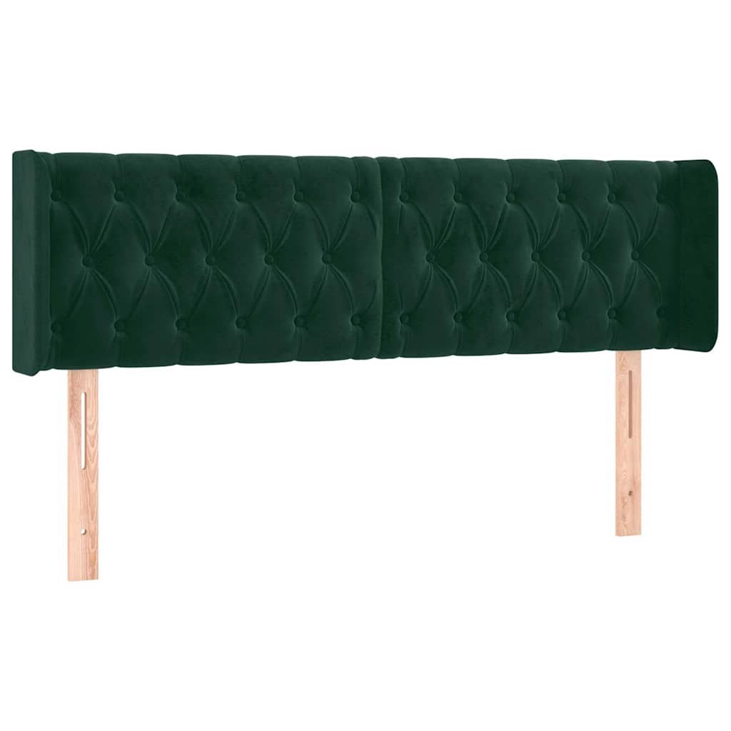 Zagłówek do łóżka z LED, ciemnozielony, 147x16x78/88cm, aksamit Lumarko!