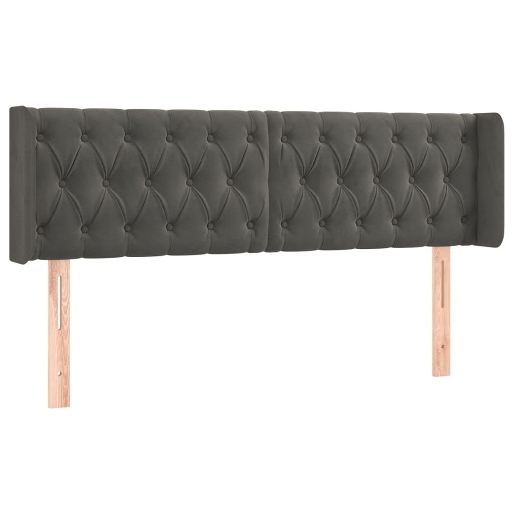 Zagłówek do łóżka z LED, ciemnoszary, 163x16x78/88 cm, aksamit Lumarko!