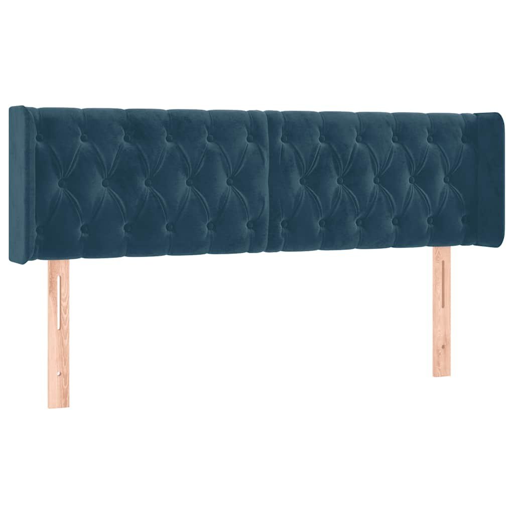 Zagłówek do łóżka z LED ciemnoniebieski 163x16x78/88 cm aksamit Lumarko!