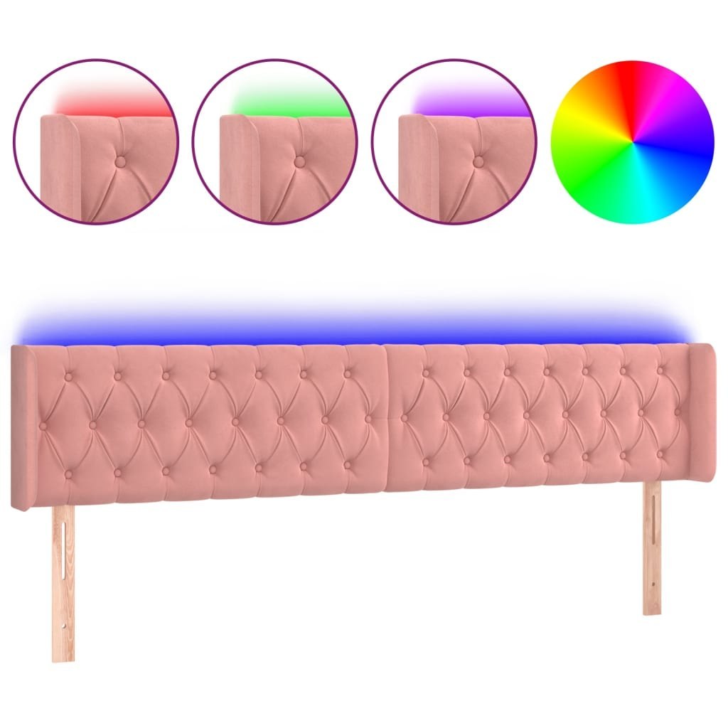 Zagłówek do łóżka z LED, różowy, 183x16x78/88 cm, aksamit Lumarko!
