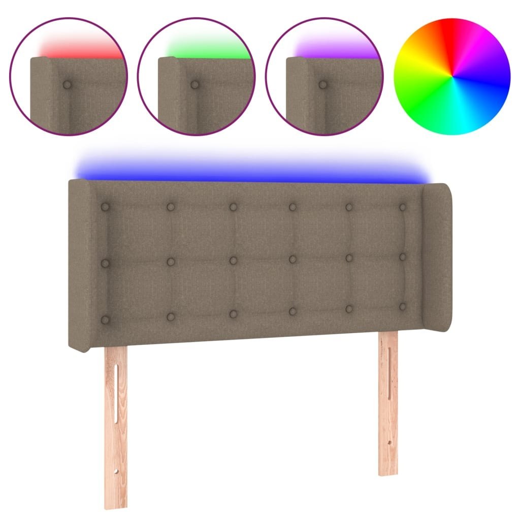 Zagłówek do łóżka z LED, taupe, 93x16x78/88 cm, tkanina Lumarko!