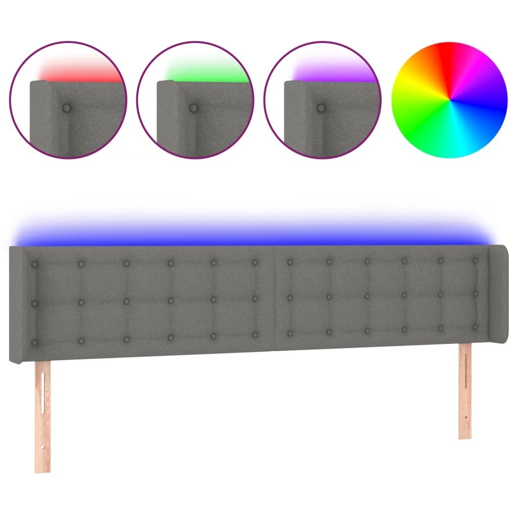 Zagłówek do łóżka z LED, ciemnoszary, 163x16x78/88 cm, tkanina Lumarko!
