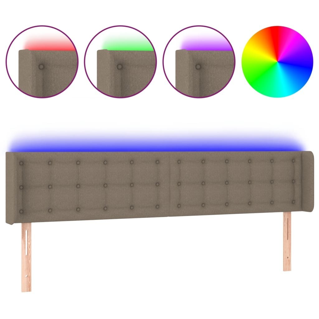 Zagłówek do łóżka z LED, taupe, 163x16x78/88 cm, tkanina Lumarko!