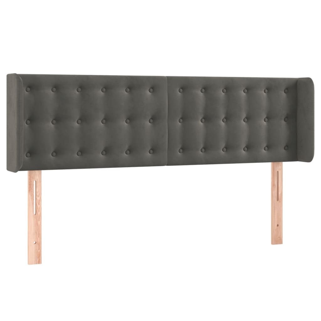 Zagłówek do łóżka z LED, ciemnoszary, 147x16x78/88 cm, aksamit Lumarko!