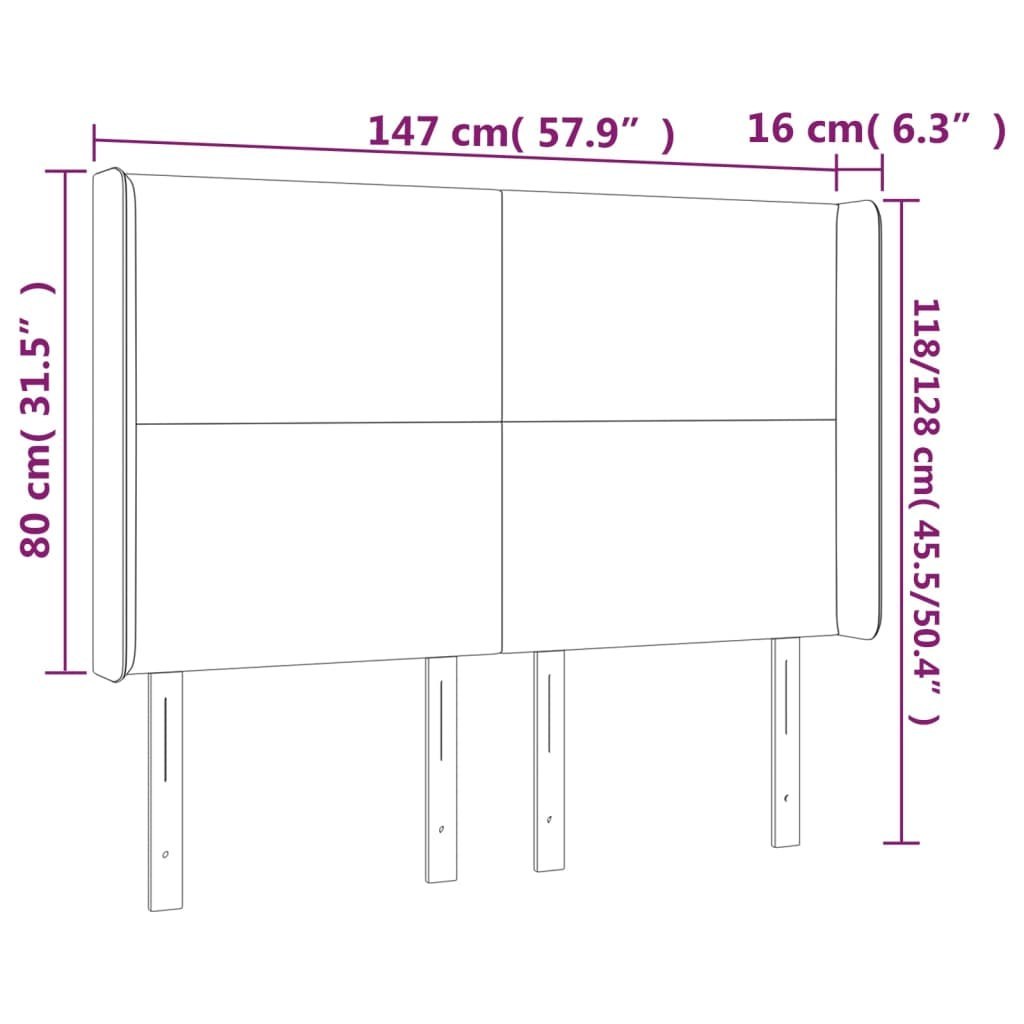 Zagłówek do łóżka z LED ciemnobrązowy 147x16x118/128 cm tkanina Lumarko!
