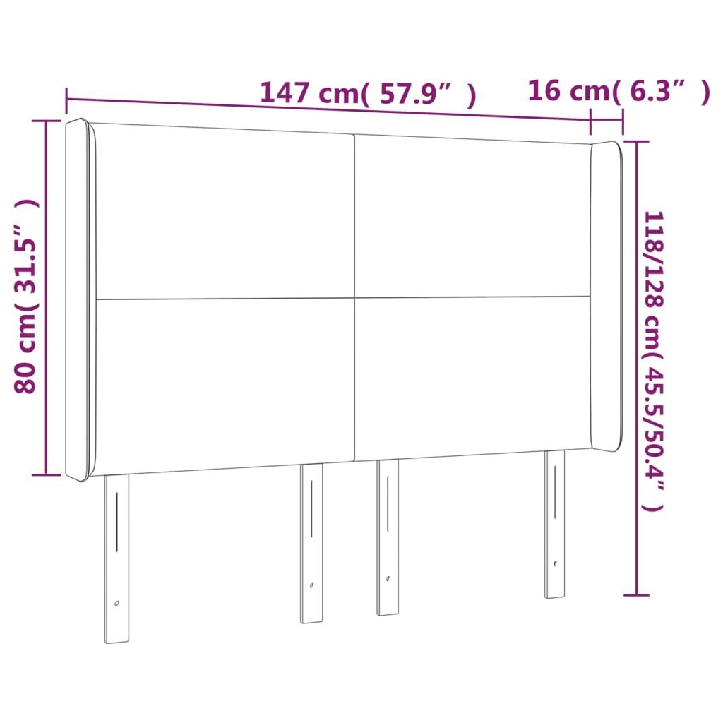 Zagłówek do łóżka z LED, kremowy, 147x16x118/128 cm, tkanina Lumarko!