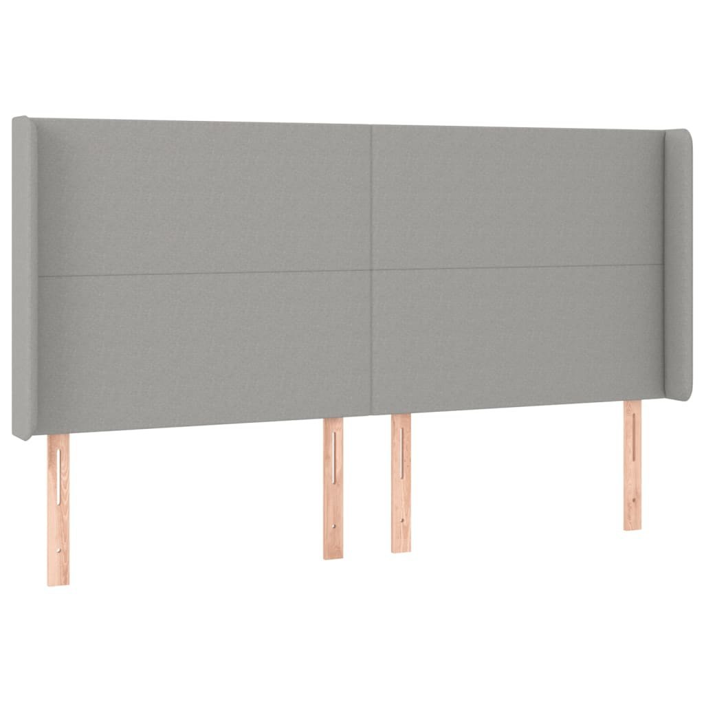 Zagłówek do łóżka z LED, jasnoszary, 163x16x118/128 cm, tkanina Lumarko!