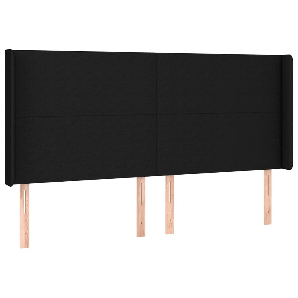 Zagłówek do łóżka z LED, czarny, 163x16x118/128 cm, tkanina Lumarko!