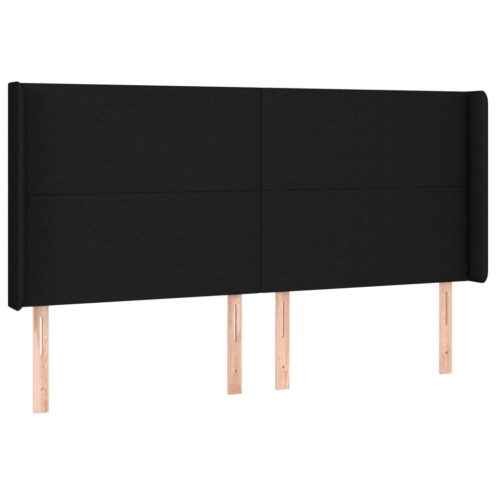 Zagłówek do łóżka z LED, czarny, 203x16x118/128 cm, tkanina Lumarko!
