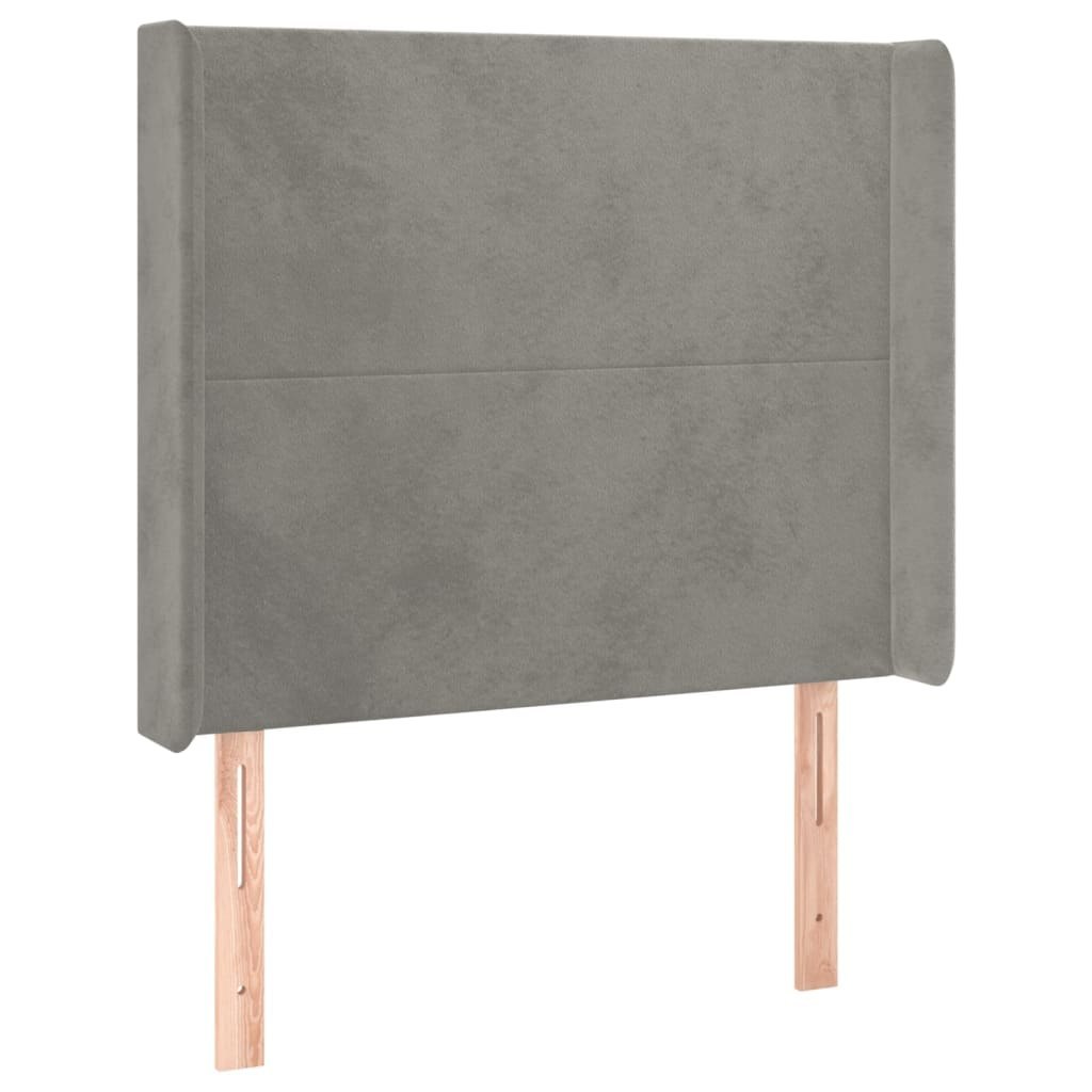 Zagłówek do łóżka z LED, jasnoszary, 93x16x118/128 cm, aksamit Lumarko!