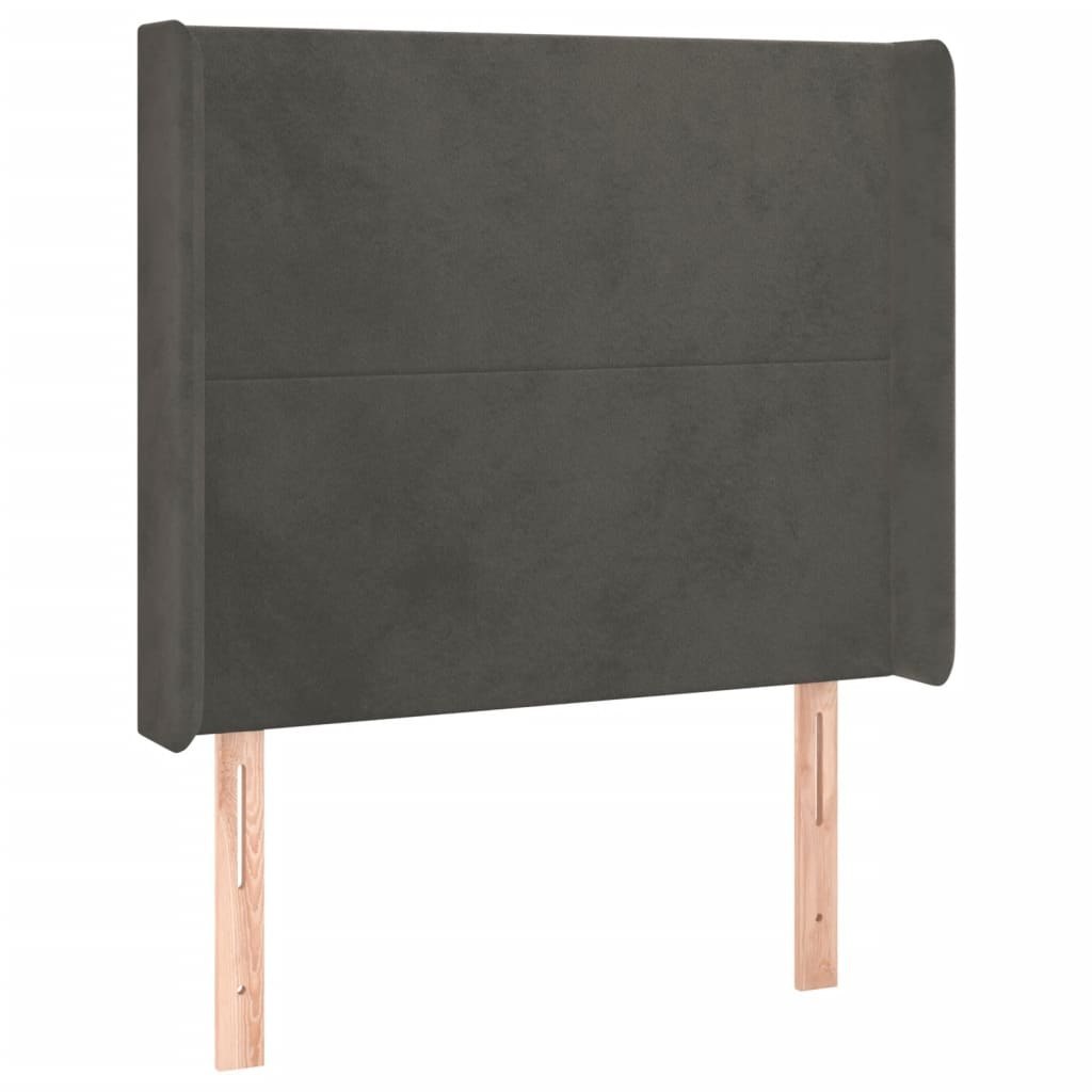 Zagłówek do łóżka z LED, ciemnoszary, 103x16x118/128cm, aksamit Lumarko!