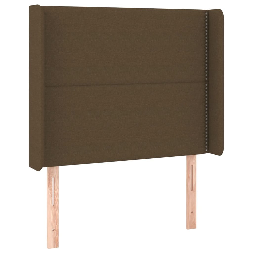 Zagłówek do łóżka z LED ciemnobrązowy, 93x16x118/128 cm tkanina Lumarko!