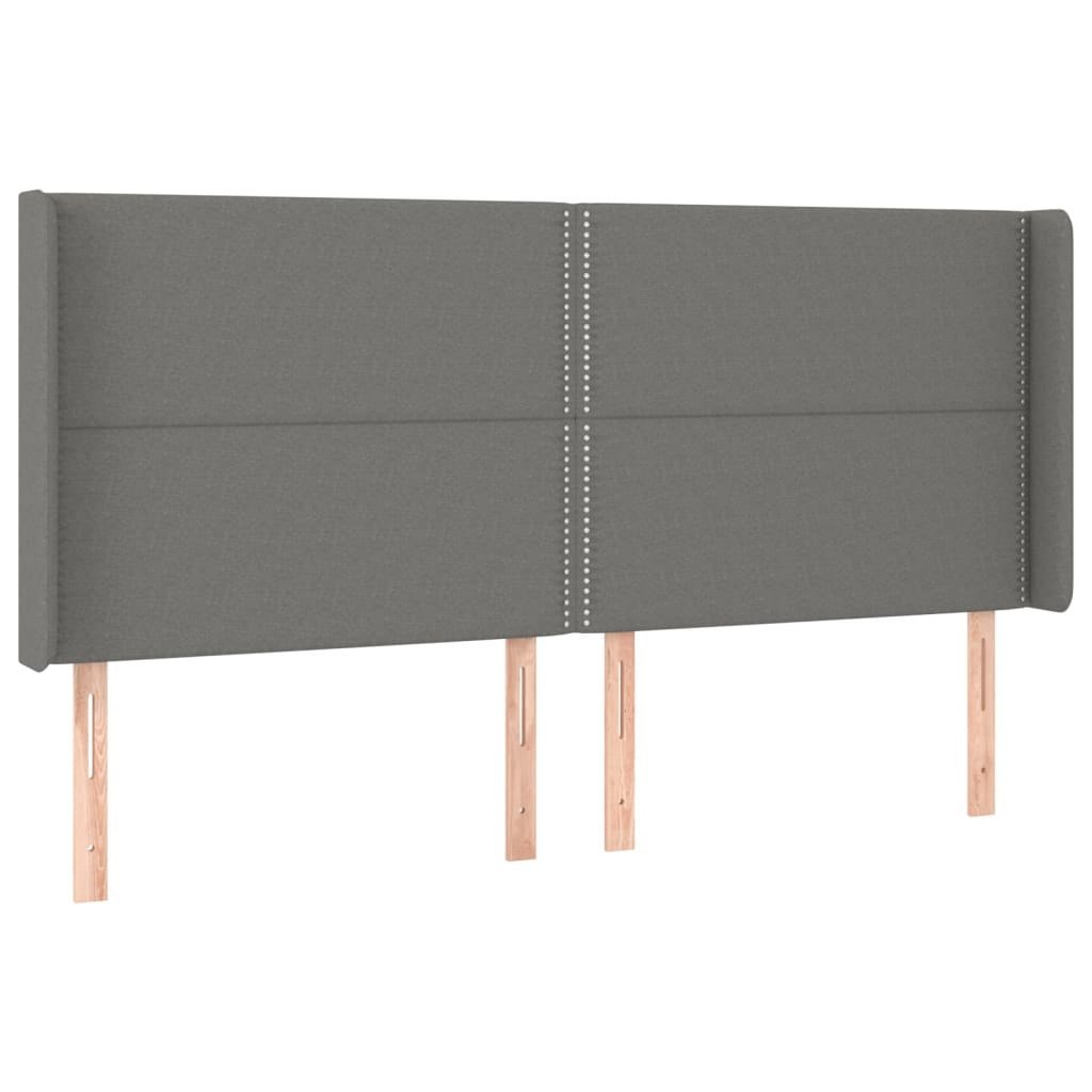 Zagłówek do łóżka z LED, ciemnoszary, 183x16x118/128cm, tkanina Lumarko!