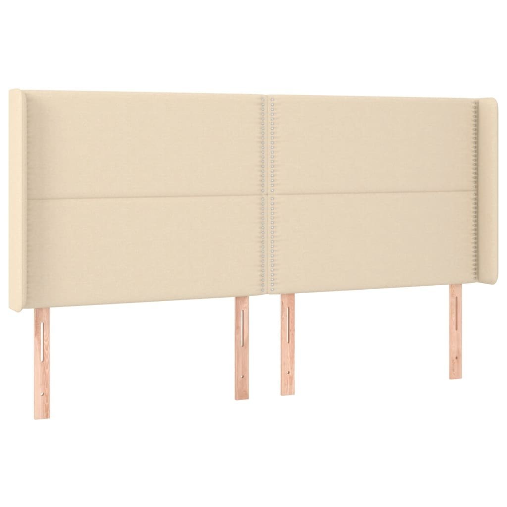 Zagłówek do łóżka z LED, kremowy, 183x16x118/128 cm, tkanina Lumarko!