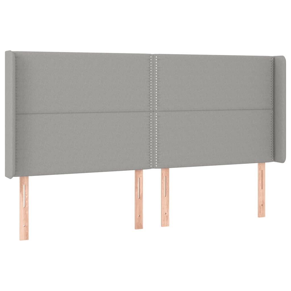 Zagłówek do łóżka z LED, jasnoszary, 203x16x118/128 cm, tkanina Lumarko!