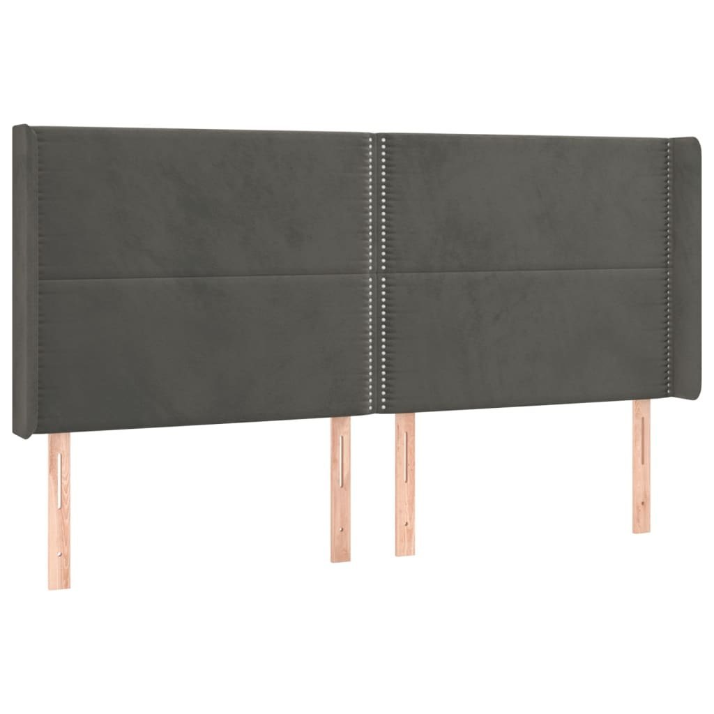 Zagłówek do łóżka z LED, ciemnoszary, 163x16x118/128cm, aksamit Lumarko!