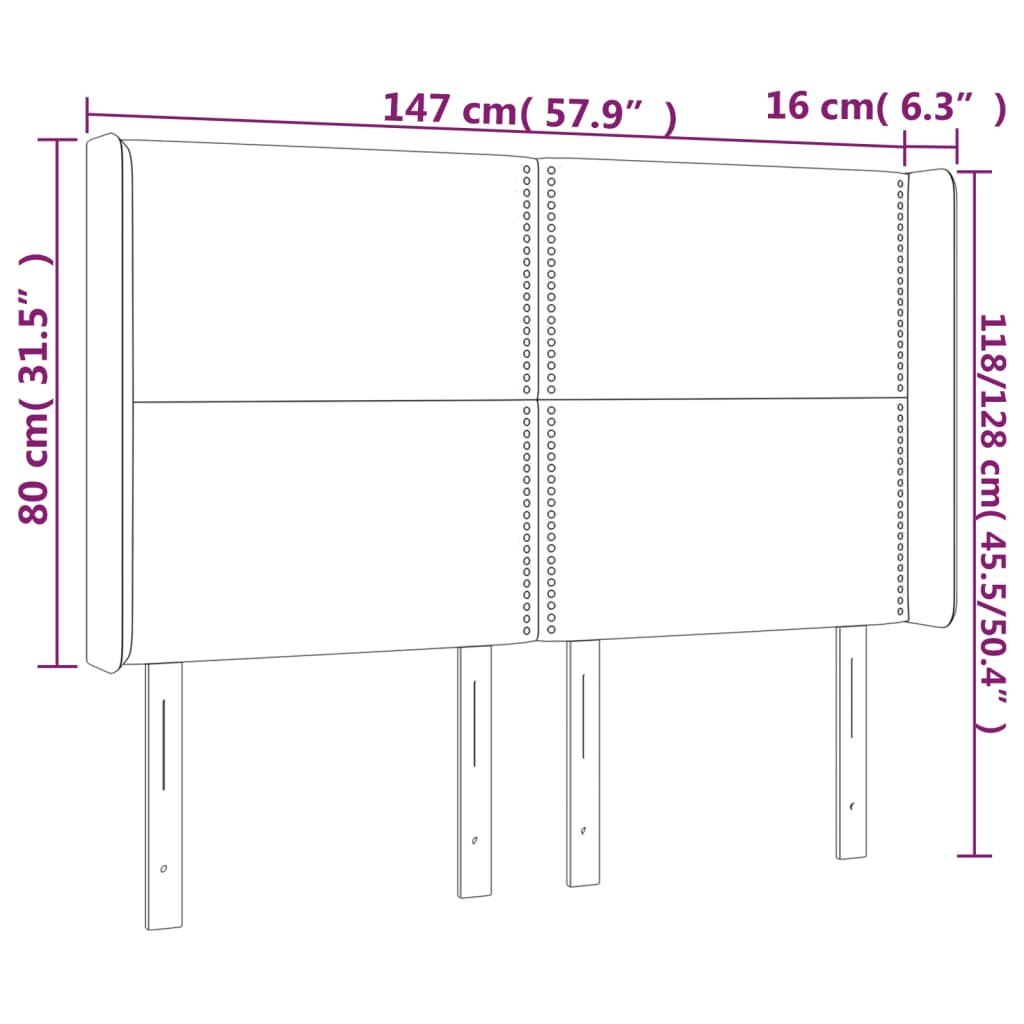 Zagłówek do łóżka z LED, szary, 147x16x118/128cm sztuczna skóra Lumarko!
