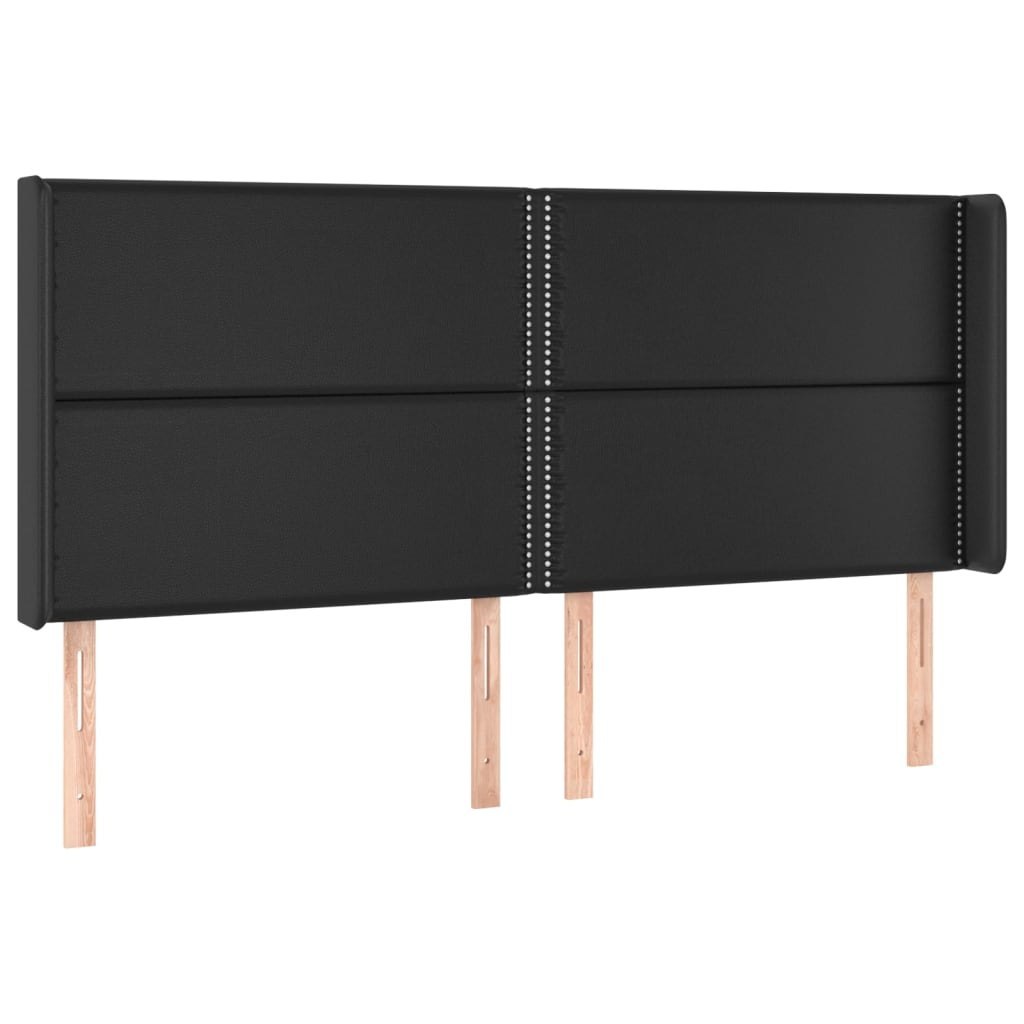 Zagłówek do łóżka z LED, czarny 183x16x118/128cm sztuczna skóra Lumarko!