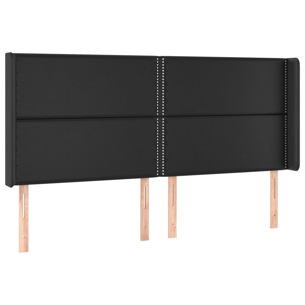 Zagłówek do łóżka z LED, czarny 203x16x118/128cm sztuczna skóra Lumarko!