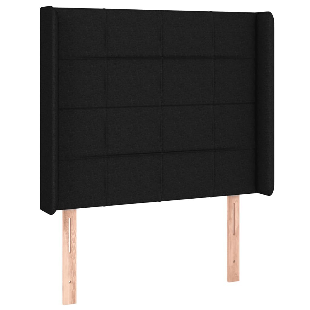 Zagłówek do łóżka z LED, czarny, 83x16x118/128 cm, tkanina Lumarko!