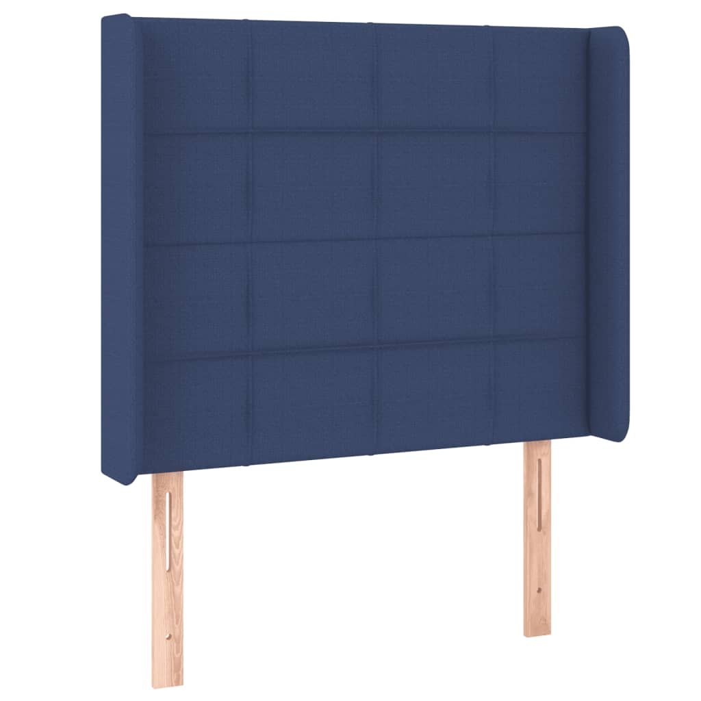 Zagłówek do łóżka z LED, niebieski, 83x16x118/128 cm, tkanina Lumarko!
