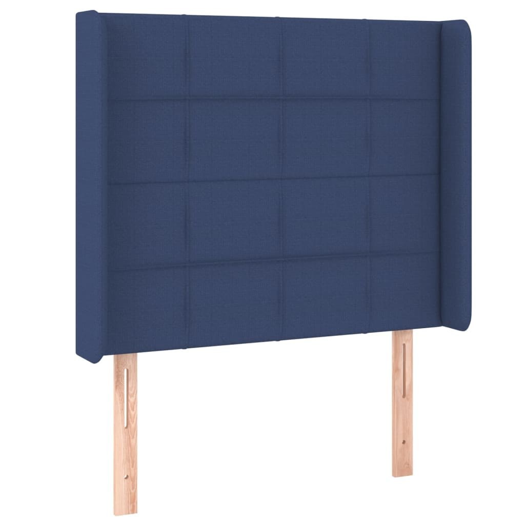 Zagłówek do łóżka z LED, niebieski, 103x16x118/128 cm, tkanina Lumarko!