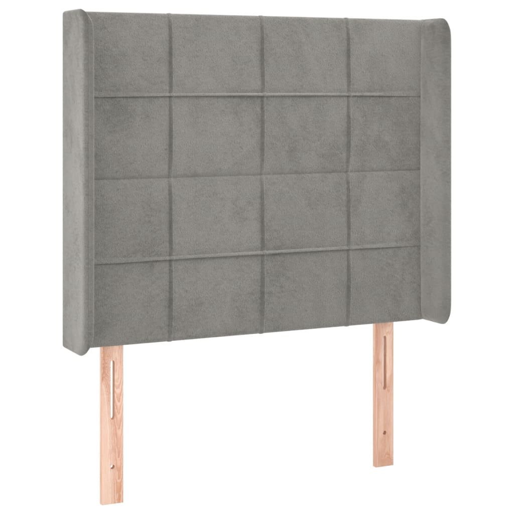 Zagłówek do łóżka z LED, jasnoszary, 93x16x118/128 cm, aksamit Lumarko!