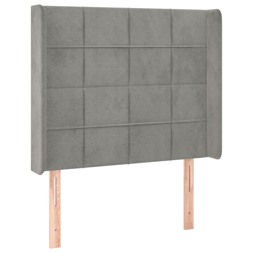 Zagłówek do łóżka z LED, jasnoszary, 103x16x118/128 cm, aksamit Lumarko!