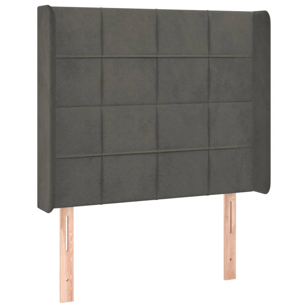 Zagłówek do łóżka z LED, ciemnoszary, 103x16x118/128cm, aksamit Lumarko!