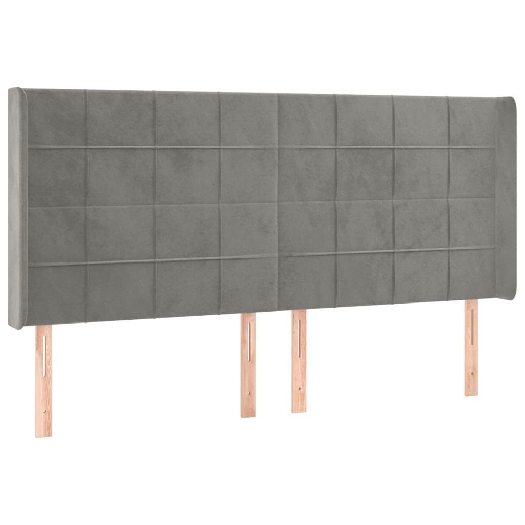 Zagłówek do łóżka z LED, jasnoszary, 163x16x118/128 cm, aksamit Lumarko!