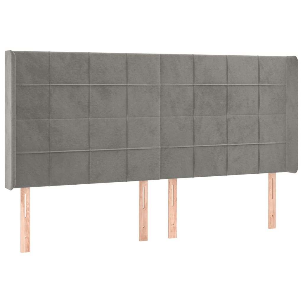 Zagłówek do łóżka z LED, jasnoszary, 183x16x118/128 cm, aksamit Lumarko!