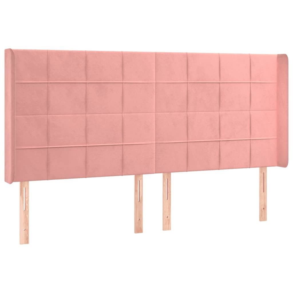 Zagłówek do łóżka z LED, różowy, 203x16x118/128 cm, aksamit Lumarko!