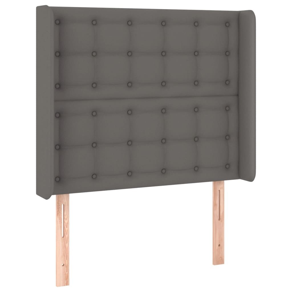 Zagłówek do łóżka z LED, szary, 83x16x118/128cm, sztuczna skóra Lumarko!