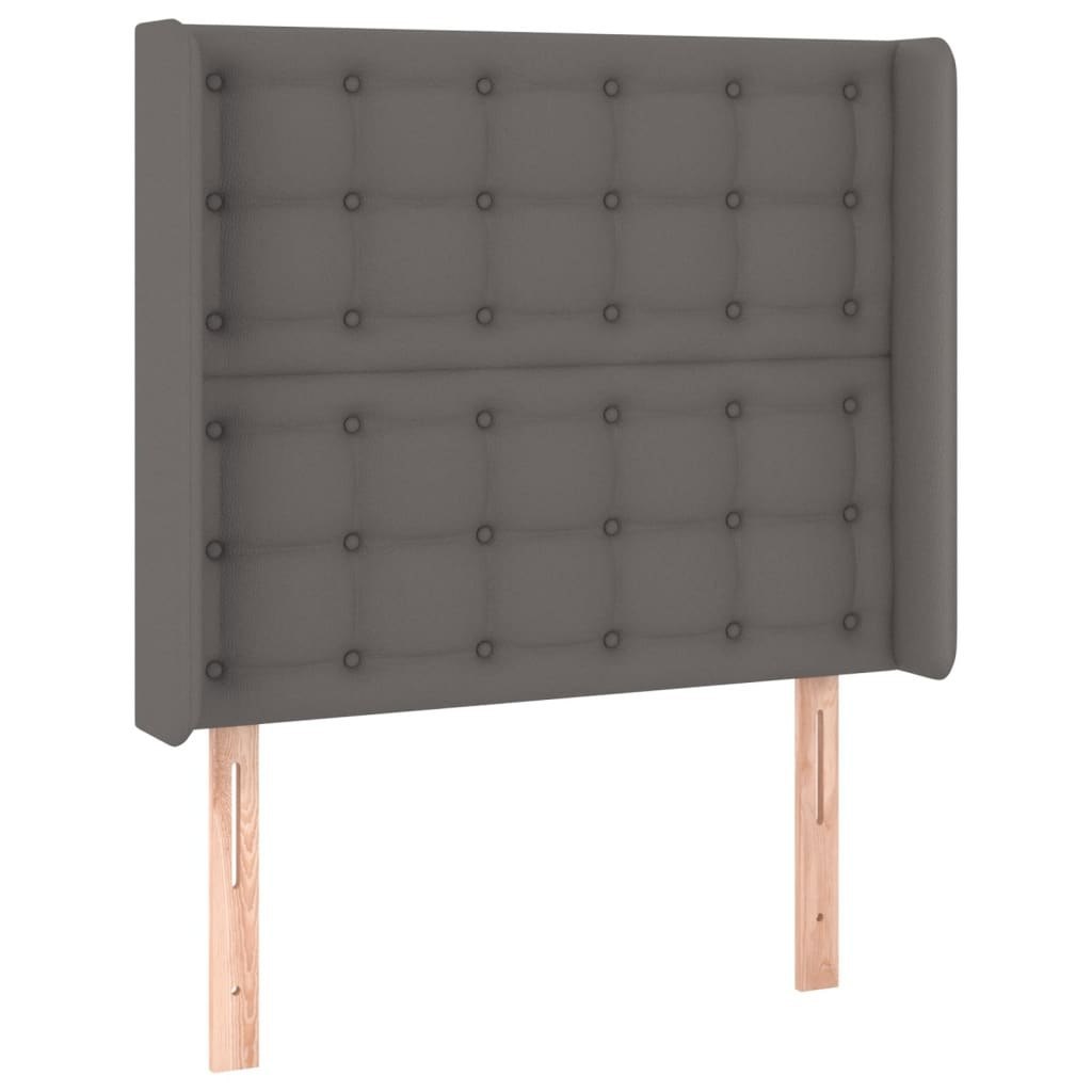 Zagłówek do łóżka z LED, szary, 93x16x118/128cm, sztuczna skóra Lumarko!