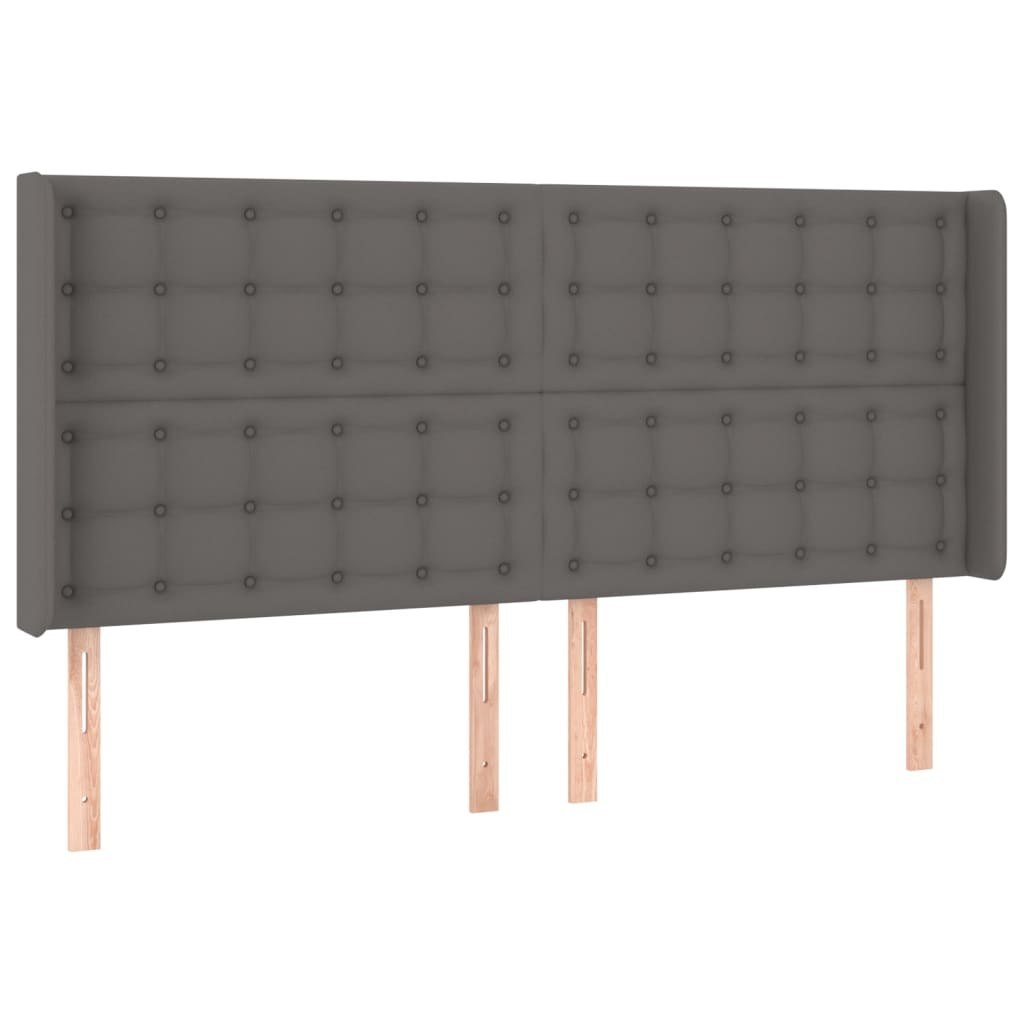 Zagłówek do łóżka z LED, szary, 183x16x118/128cm sztuczna skóra Lumarko!
