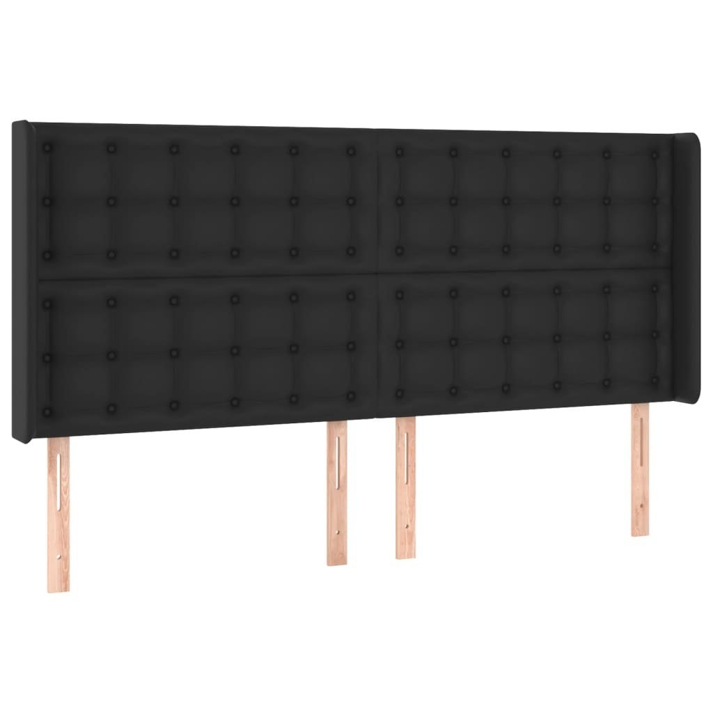 Zagłówek do łóżka z LED, czarny 203x16x118/128cm sztuczna skóra Lumarko!