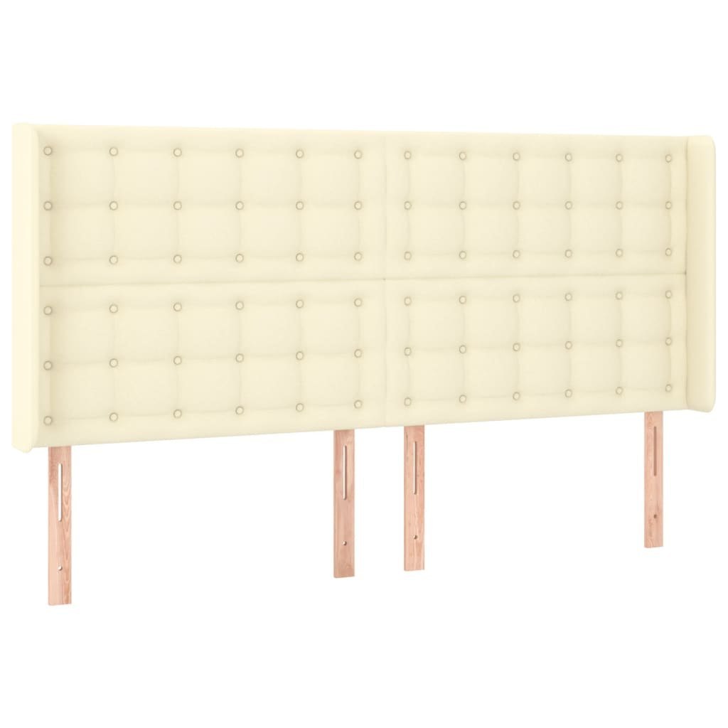 Zagłówek do łóżka z LED kremowy 203x16x118/128cm sztuczna skóra Lumarko!