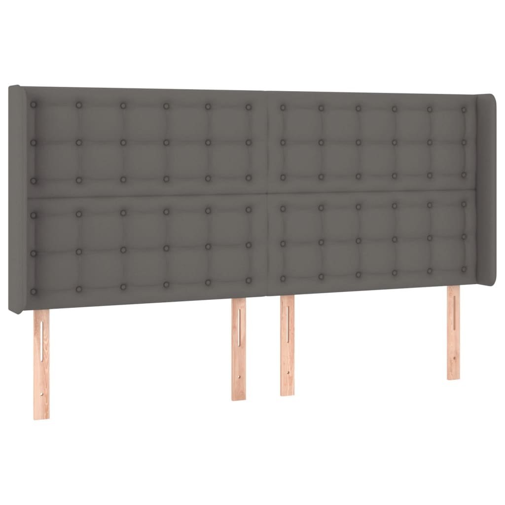 Zagłówek do łóżka z LED, szary, 203x16x118/128cm sztuczna skóra Lumarko!
