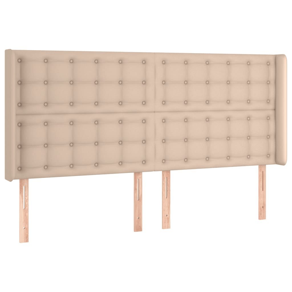 Zagłówek do łóżka z LED, cappuccino, 203x16x118/128cm, ekoskóra Lumarko!