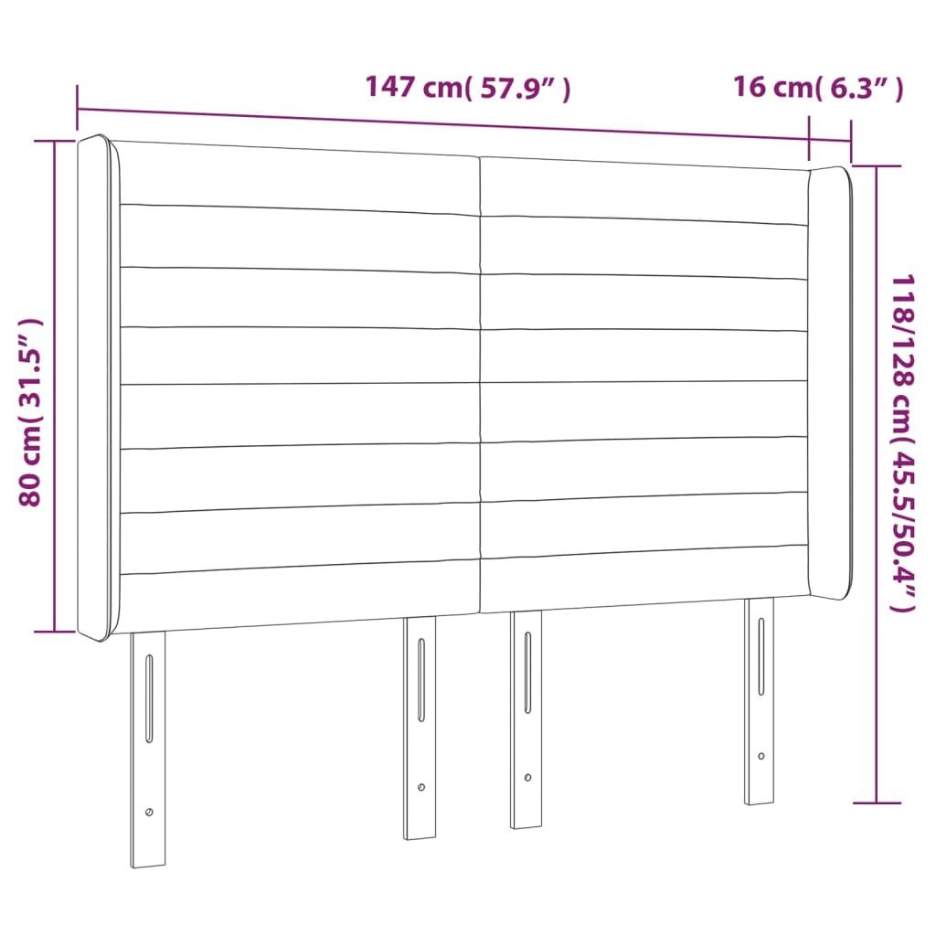 Zagłówek do łóżka z LED ciemnobrązowy 147x16x118/128 cm tkanina Lumarko!