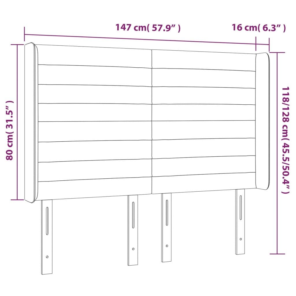 Zagłówek do łóżka z LED, niebieski, 147x16x118/128 cm, tkanina Lumarko!