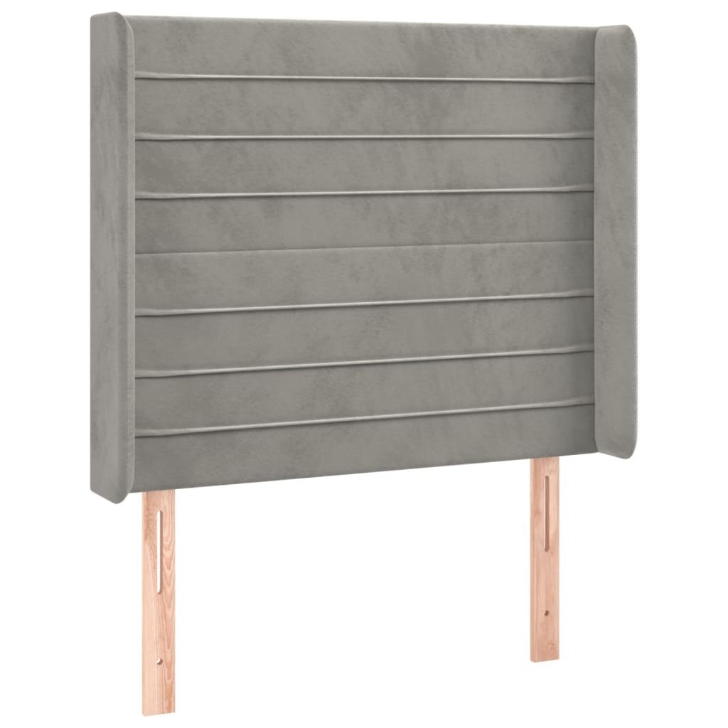 Zagłówek do łóżka z LED, jasnoszary, 83x16x118/128 cm, aksamit Lumarko!